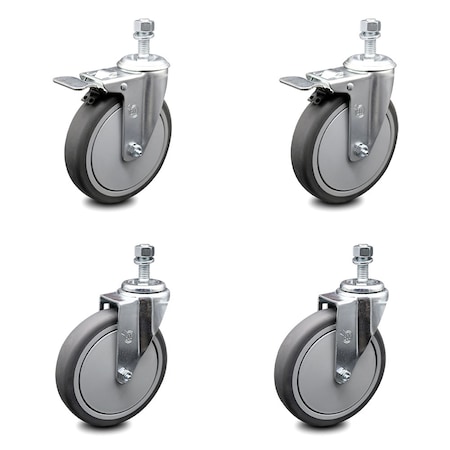 Service Caster 6 Inch Thermoplastic Rubber Swivel 1/2 Inch Stem Caster Total Lock Brake SCC, 2PK SCC-TSTTL20S614-TPRB-121315-2-S-2